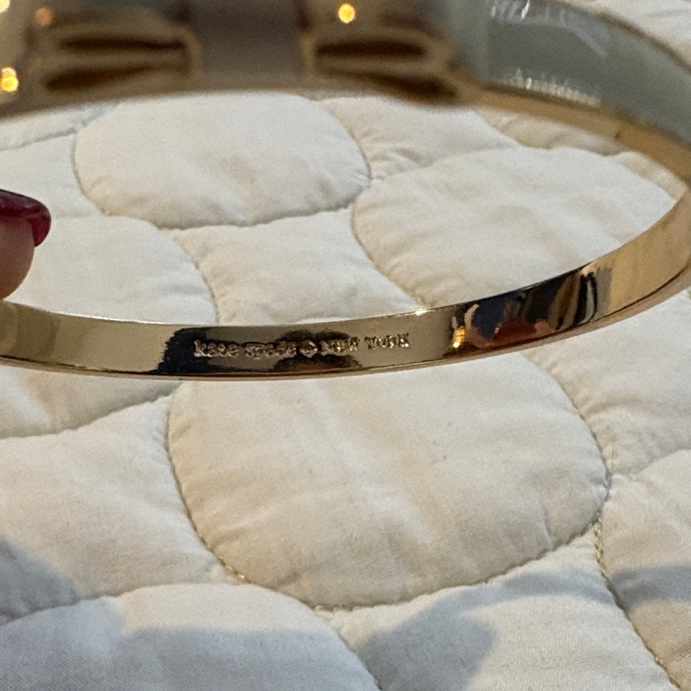 Gold Bow Bangle Bracelet - Picture 2 of 4